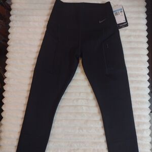 New Nike Go DriFit InfiniLock Leggings Women M Compression Black Crop High Waist